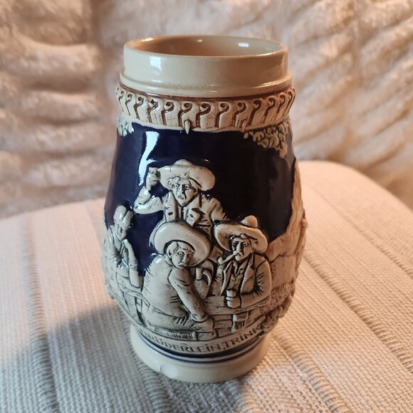 Vintage German Beer Stein with Alpine Lodge Relief – Ornate Handle & Swirl Rim - Picture 2 of 8